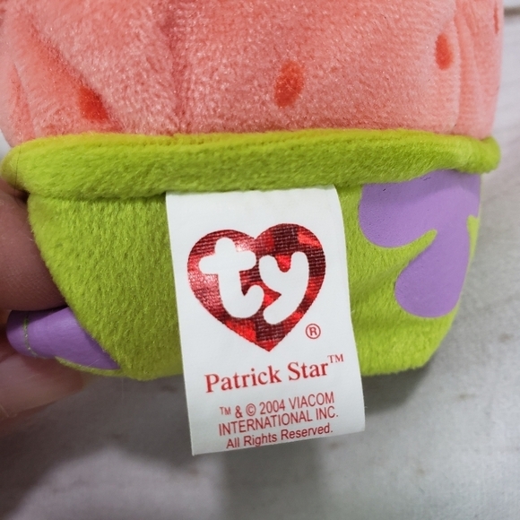 TY Patrick Star SpongeBob SquarePants Original Beanie Babies 7 Inch 2004 Tags - Picture 7 of 9